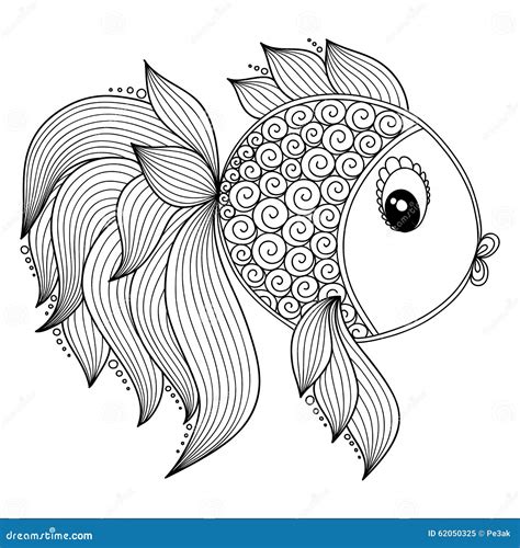 pattern  coloring book cute cartoon fish stock vector