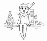 Coloring Elf Shelf Pages sketch template