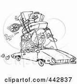 Trip Road Family Outline Cartoon Clipart Rf Royalty Coloring Poster Print Clip Exhausted Car Visekart sketch template