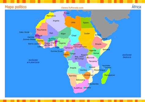 mapa de africa  division politica tarjetas de mapas
