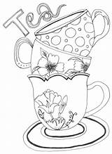 Tea Cup Drawing Coloring Getdrawings Beauty sketch template