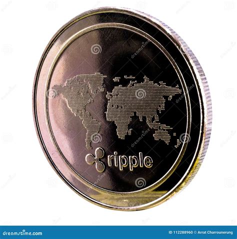 ripple coin golden ripple coin isolated  white background  stock photo image
