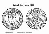 Coins Colouring Henry Viii Tudor British sketch template