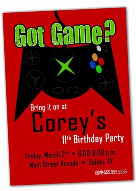 video game party invitation template lovely items similar  printable