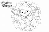 Curious George Christmas Coloring Pages Happy Printable Kids Adults sketch template