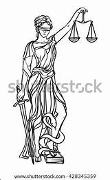 Justice Lady Themis Goddess Vector Symbol Illustration Stock Sketch Shutterstock Template sketch template