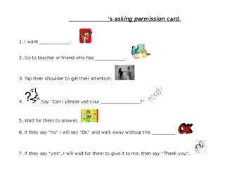 permission card  vicki ramotar teachers pay teachers