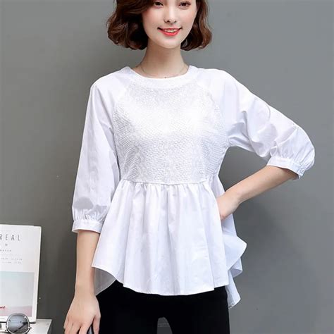 Buy 2017 Summer Short Sleeve Hollow Out White Cotton