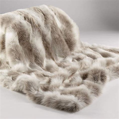 arctic reindeer faux fur throwblanket  xl bed bath home travel   luxe company uk