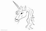 Unicorn Head Coloring Pages Lineart Simple Printable Print Kids sketch template