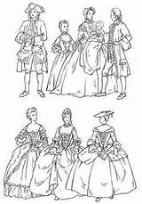 Clothing Fashion Historical 18th Century Costumes Coloring Pages Baroque Renaissance Dress Colonial Men 1770 1700 Sketches 1735 sketch template