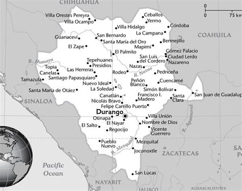 detailed durango mexico map