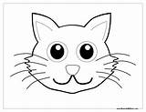 Cat Face Coloring Pages Printable Hat Ears Animal Head Kitten Faces Drawing Easy Outline Dog Clipart Template Color Elephant Print sketch template