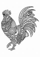 Mandala Coloring Animal Pages Kids Rooster sketch template