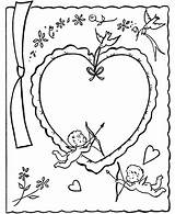 Valentine Coloring Pages Valentines Card Cards Printable Color Cupid Sheets Kids Hearts Heart Holiday Worksheets Saint Activity Pre Children February sketch template