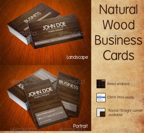 wood business card templates psd word  premium