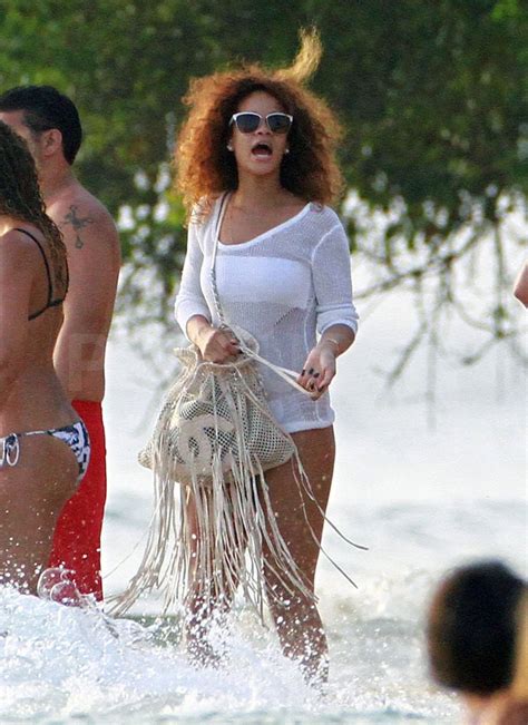 rihanna white bikini pictures in barbados popsugar celebrity photo 3