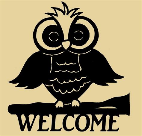 Welcome Sign Owl On Branch Wildlife Cabin Metal Art Lodge Forest