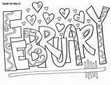 Months Year Coloring Pages February Calendar Kids Doodle Doodles sketch template