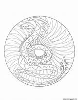 Mandala Dragon Coloring Mandalas Pages Adults Print Color Kids Printable Colouring Coloriage Imprimer Animals Stress Anti Adult Ready Difficult Zen sketch template