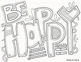 Coloring Pages Happiness Sheets Positive Words Happy Template sketch template