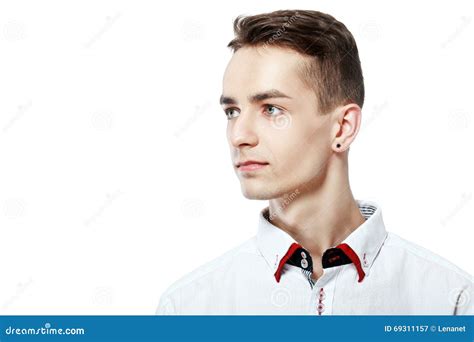 attractive young man  sideways stock image image  close