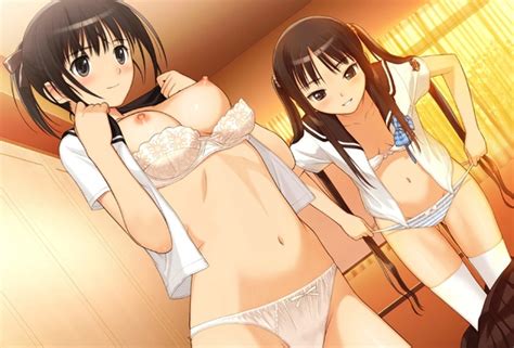 wallpaper tony taka hentai hot sexy boobs breasts striping nipples panties indoor dark