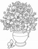 Flower Printable Coloring Bouquet Pages Kids Flowers Color Sheets Print Floral Sheet Colouring Book Adults Drawing Hard Coloriage Vase Adult sketch template