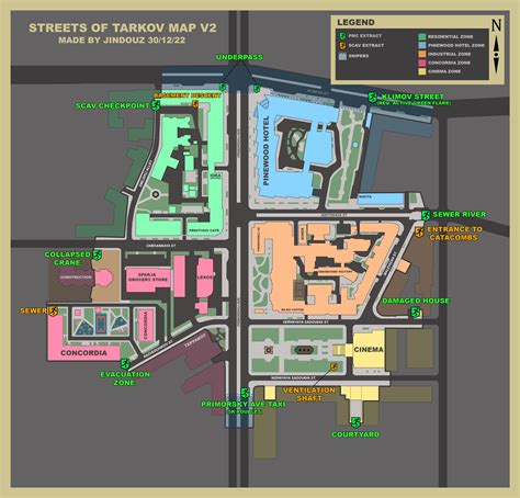 escape  tarkov streets map  streets loot key guide