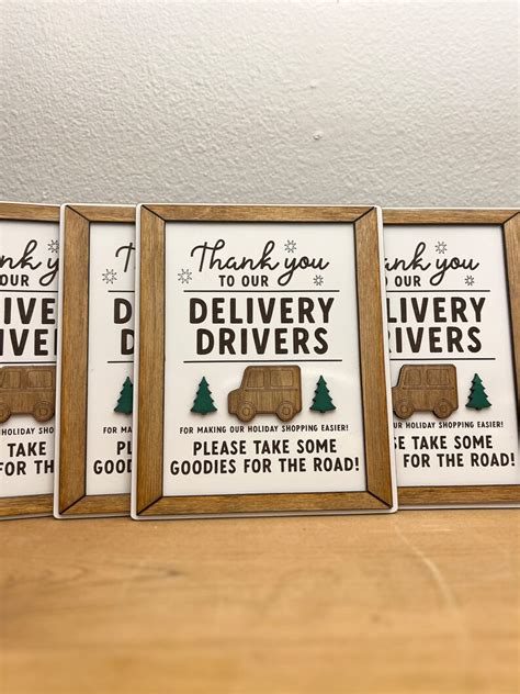 delivery driver treat sign delivery drivers appreciation etsy
