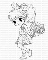 Coloring Girl Pretty Stamp Digi Pages Girls Beautiful Big Digital Eyed Print Isabel Bouquet Cute Anime Popular Search sketch template