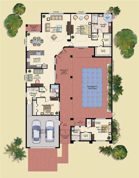 image result  walled courtyard house plans courtyard house plans pool house plans