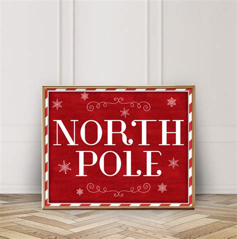 north pole printable north pole sign christmas north etsy