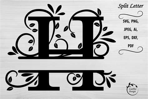 letter  split monogram letter  floral alphabet svg dxf