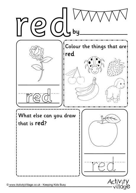 color red worksheets  toddlers