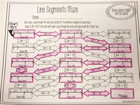 segment addition worksheet maze activity geometry worksheets