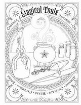 Coloring Pages Book Shadows Spells Wiccan Books Adult Witch Grimoire Printable Spell Magic Fairy Moon Printables Sheets Magick Print Choose sketch template