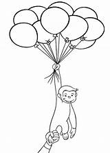 Curious Coloring George Balloons Pages Holding Balloon Air Printable Drawing Elephant Face Temple Lot Birthday Bengals Cincinnati Seurat Print Color sketch template