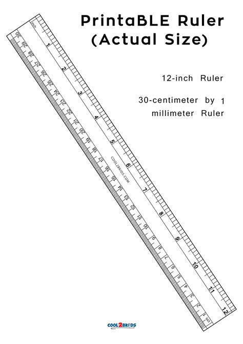 printable ruler  kids printable ruler actual size