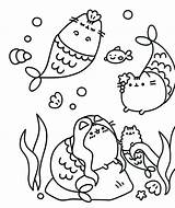 Pusheen Mermaid Coloring Pages Printable Categories sketch template