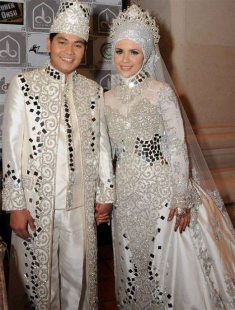 baju pengantin muslim palembang voal motif