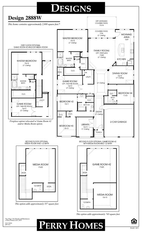 floor plan    homes perry homes fireplace option