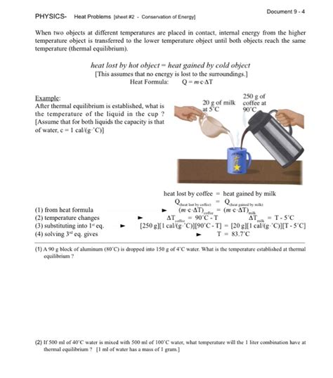 solved document   physics heat problems sheet  cheggcom