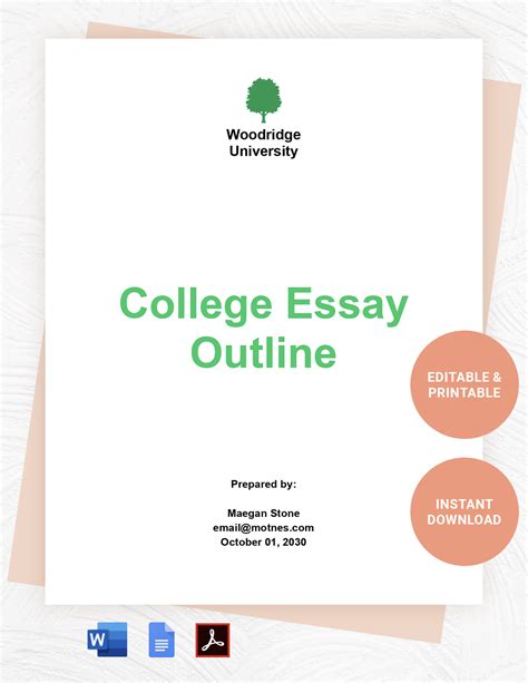 college essay outline template  word  google docs