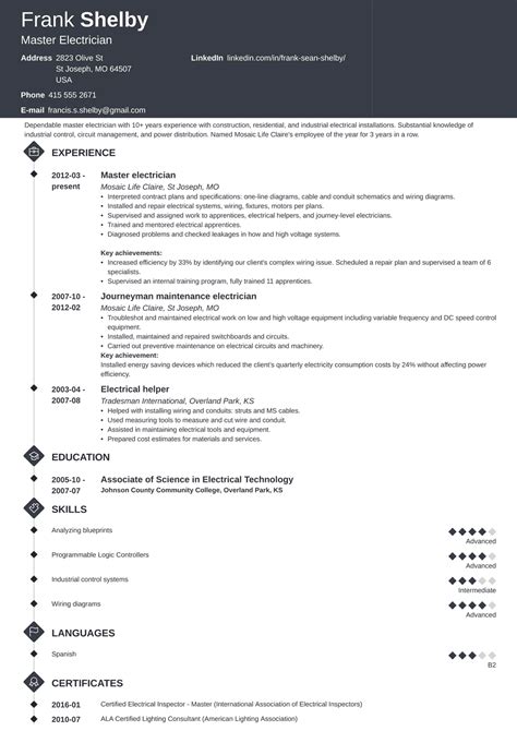 electrician resume examples template