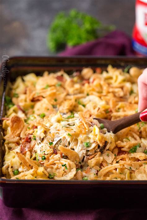 loaded cheesy chicken noodle casserole  chunky chef
