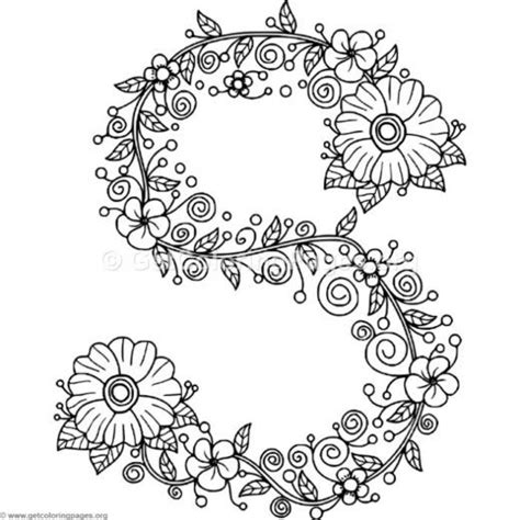 floral letters coloring getcoloringpagesorg lettering alphabet