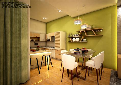 Drawing Cum Dining Room With Kitchen And Bar 3d Model Cgtrader