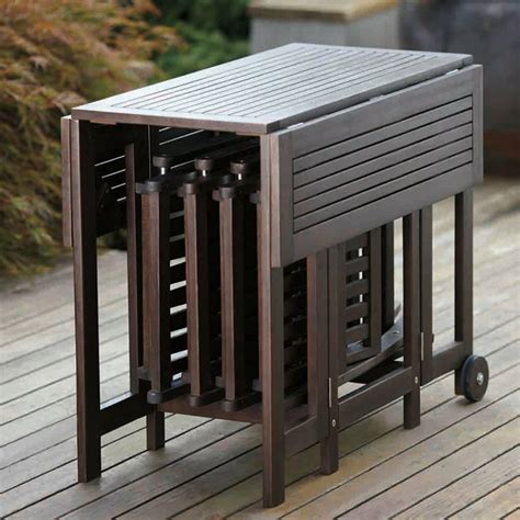 portable dining set   folding chairs brown durable space saver