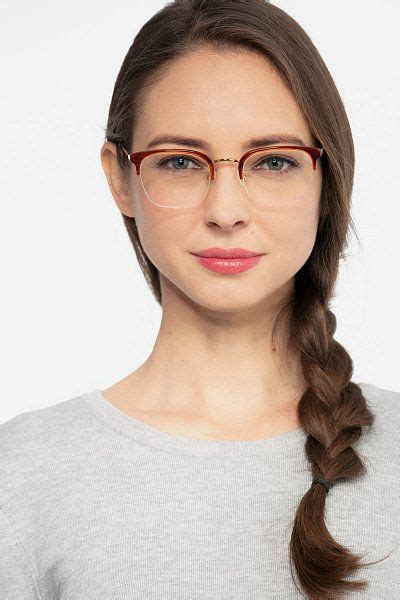 Brown Rectangle Prescription Eyeglasses Large Semi Rimless Acetate